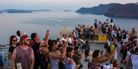 Photo Grèce bondé de touristes